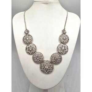Liz Claiborne Silver-Tone Crystal Statement Necklace With Adjustable Chain